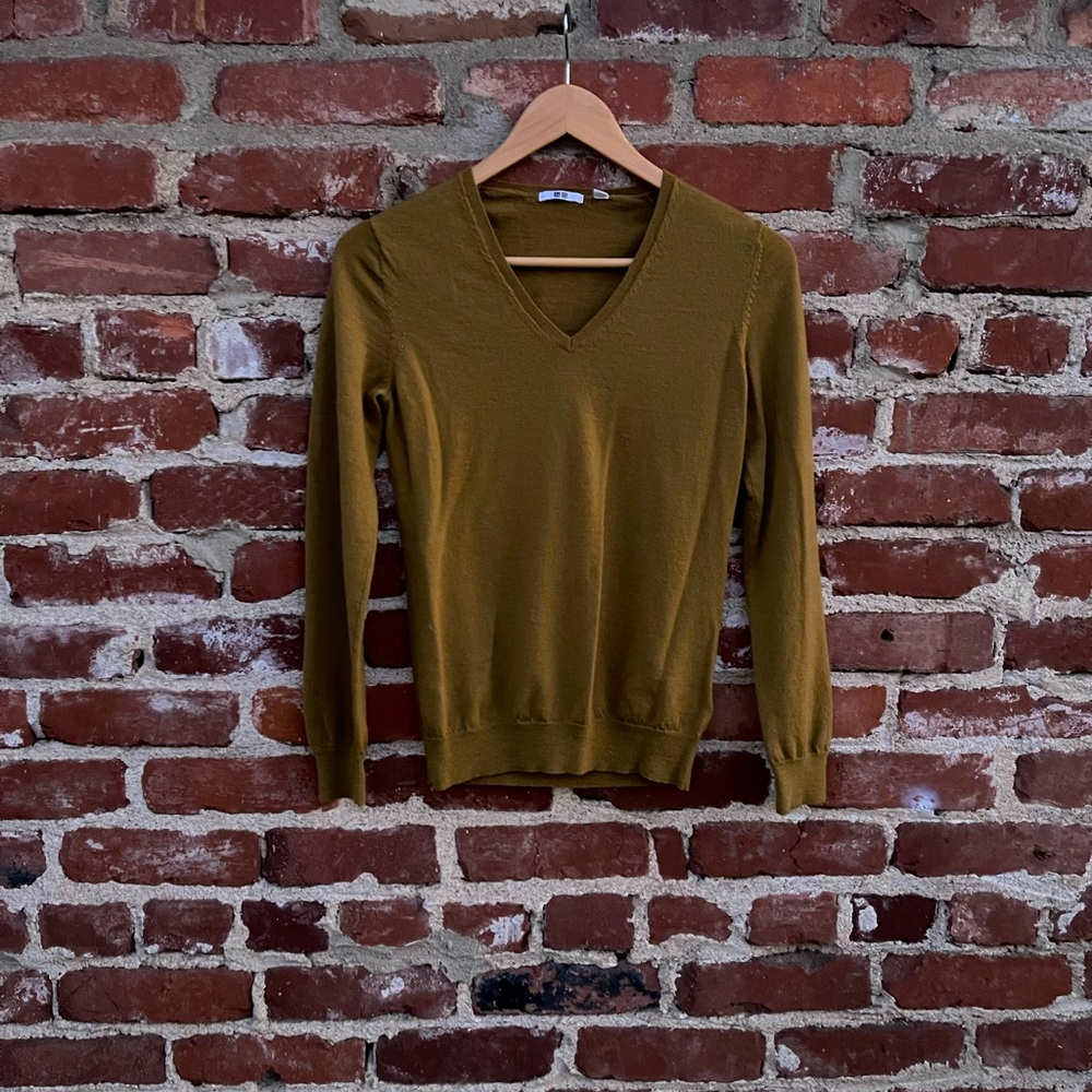 H & M Mustard Wool V-Neck Sweater